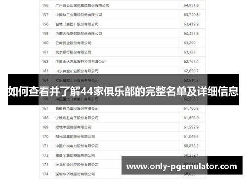 如何查看并了解44家俱乐部的完整名单及详细信息